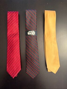 Star Wars Black & Red Rebel Pattern Tie, Red and Black Pattern Tie and Gold Tie